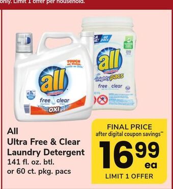 ACME All ultra free & clear laundry detergent offer