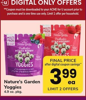 ACME Nature's garden yoggies offer