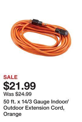 Harbor Freight Tools 50 ft. x 14/3 gauge indoor/outdoor extension cord, orange offer