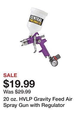 Harbor Freight Tools 20 oz. hvlp gravity feed air spray gun with regulator offer