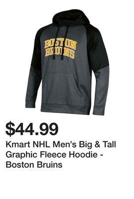 Kmart Kmart nhl men's big & tall graphic fleece hoodie - boston bruins offer