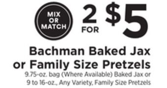 ShopRite Baked jax or family size pretzels offer