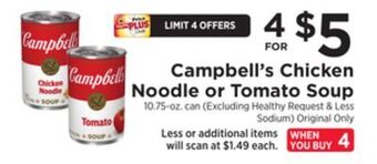 ShopRite Chicken noodle or tomato soup offer