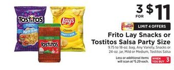ShopRite Frito lay snacks or tostitos salsa party size offer