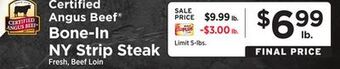 ShopRite Bone-in ny strip steak offer
