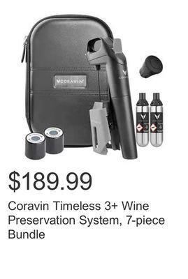 Costco Coravin timeless 3+ wine preservation system, 7-piece bundle offer