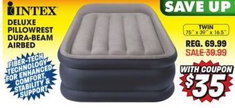 Big 5 Intex twin 16.5 deluxe pillow rest dura-beam airbed with built-in electric pump offer
