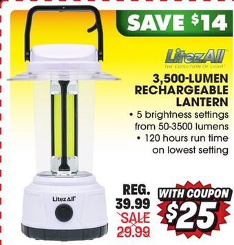 Big 5 Litezall 3500-lumen rechargeable lantern offer