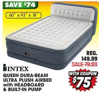 Big 5 Intex queen 18 dura-beam ultra plush airbed with headboard and built-in pump offer