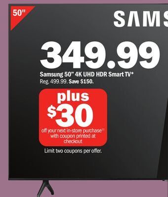 Meijer Samsung 50 4k uhd hdr smart tv offer