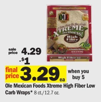 Meijer Ole mexican foods xtreme high fiber low carb wraps offer