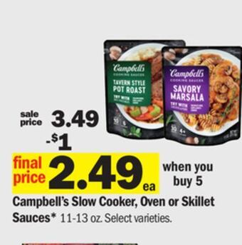 Meijer Campbell's slow cooker, oven or skillet sauces offer