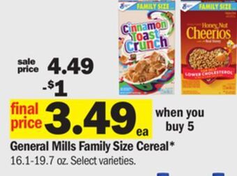 Meijer General mills family size cereal offer