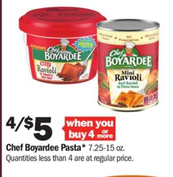 Meijer Chef boyardee pasta offer