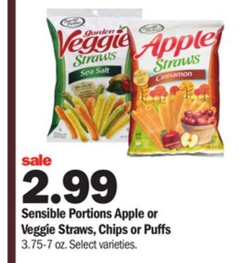 Meijer Sensible portions apple or veggie straws, chips or puffs offer
