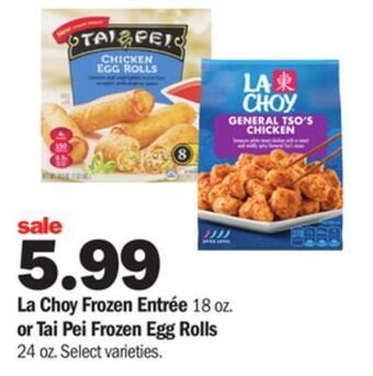 Meijer La choy frozen entrée 18 oz. or tai pei frozen egg rolls 24 oz offer