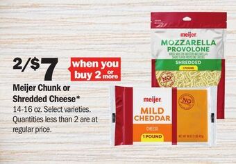 Meijer Meijer chunk or shredded cheese offer