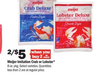Meijer Meijer imitation crab or lobster offer