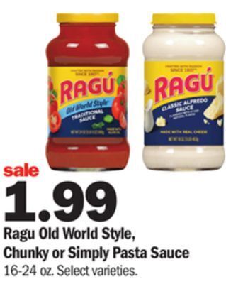 Meijer Ragu old world style, chunky or simply pasta sauce offer