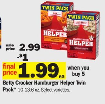 Meijer Betty crocker hamburger helper twin pack offer
