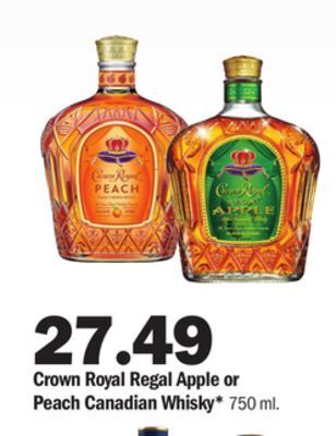 Meijer Crown royal regal apple or peach canadian whisky offer