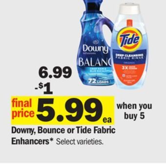 Meijer Downy, bounce or tide fabric enhancers offer