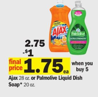 Meijer Ajax 28 oz. or palmolive liquid dish soap* 20 oz offer
