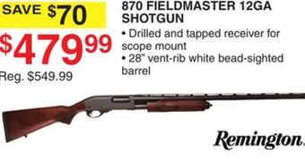Dunham's Sports Remington 870 fieldmaster 12ga shotgun offer