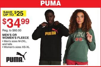 Dunham's Sports Puma men's or women's fleece offer