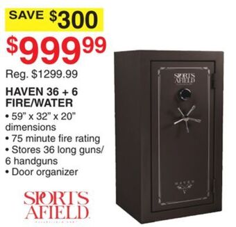 Dunham's Sports Sports afield haven 36 + 6 fire/water offer