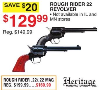 Dunham's Sports Heritage rough rider 22 revolver offer
