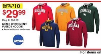 Dunham's Sports Ncaa men's or women's fleece hoodie offer