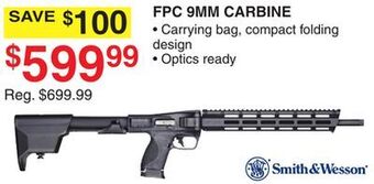 Dunham's Sports Smith & wesson fpc 9mm carbine offer