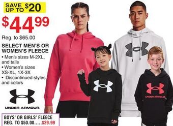 Dunham's Sports Under armour select men's or women's fleece offer