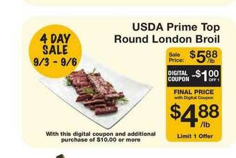 Fairway Store Market Usda Prime Top Round London Broil offer