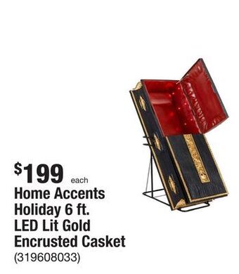 The Home Depot Home accents holiday 6 ft. led lit gold encrusted casket offer