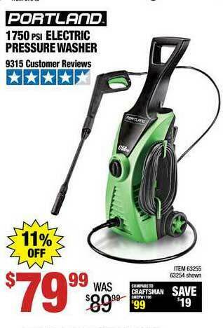 Harbor Freight Tools Portland 1750 PSI Electric Pressure Washer offer