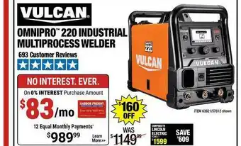 Harbor Freight Tools Vulcan Omnipro™ 220 Industrial Multiprocess Welder offer