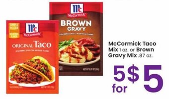 Albertsons McCormick Taco Mix 1 oz. or Brown Gravy Mix.87 oz. offer