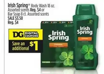 Dollar General Irish Spring Body Wash 18 Oz. Or Bar Soap offer