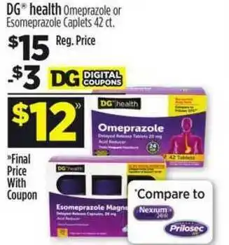 Dollar General Dg Health Omeprazole Or Esomeprazole Caplets 42 Ct. offer