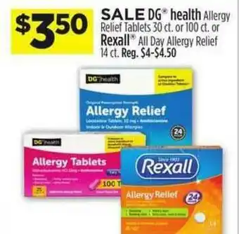 Dollar General Dg Health Allergy Relief Tablets Or Rexall All Day Allergy Relief offer