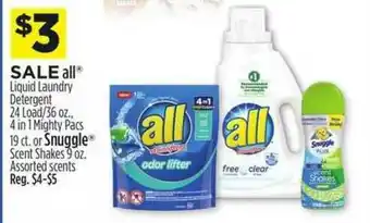 Dollar General Liquid Laundry Detergent Or Snuggle Scent Shakes offer