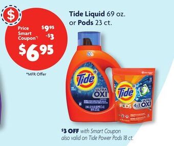 Family Dollar Tide liquid 69 oz. or pods 23 ct offer