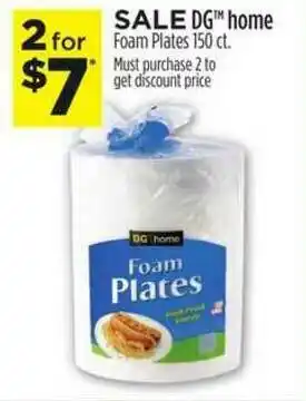 Dollar General Dg Home Foam Plates 150 Ct. offer