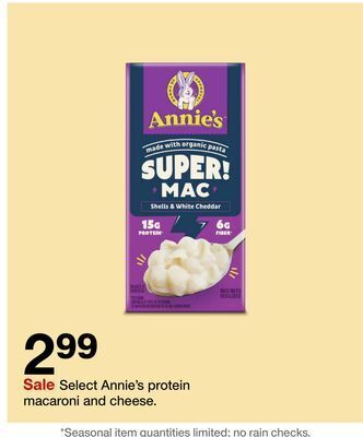 Target Select annie's protein macaroni and cheese offer