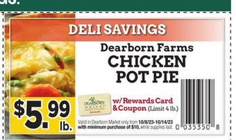 Dearborn Market Dearborn farms chicken pot pie offer