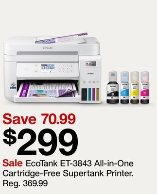 Target Ecotank et-3843 all-in-one cartridge-free supertank printer offer
