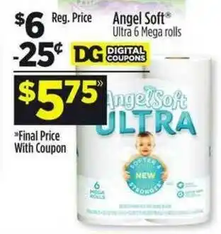 Dollar General Angel Soft Ultra 6 Mega Rolls offer
