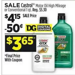 Dollar General Castrol Motor Oil High Mileage Or Conventional 1 Qt. offer